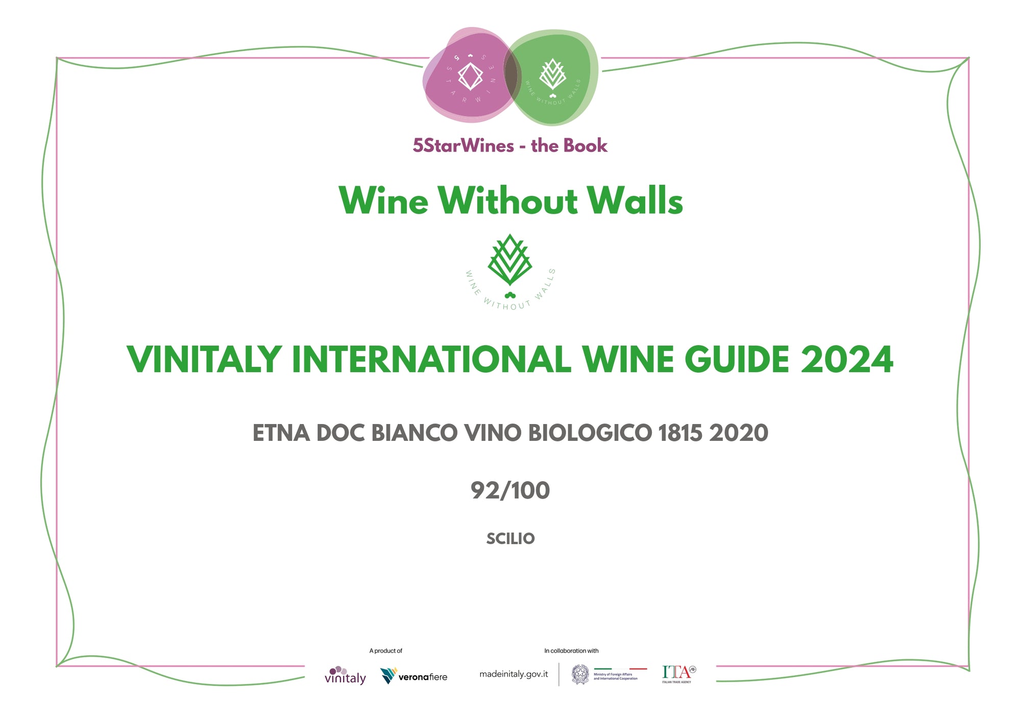 5StarWines - WINE WITHOUT WALLS - 1815 Etna Bianco DOC 2020